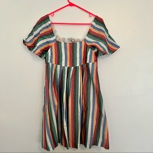 Madewell Rainbow Stripe Trapeze Dress